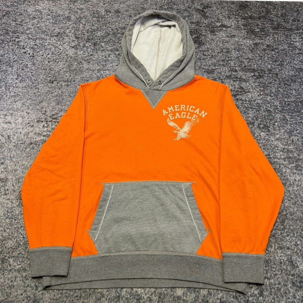 American Eagle Outfitters Hoodie Mens XXL Orange Gray Preppy Vintage Y2K